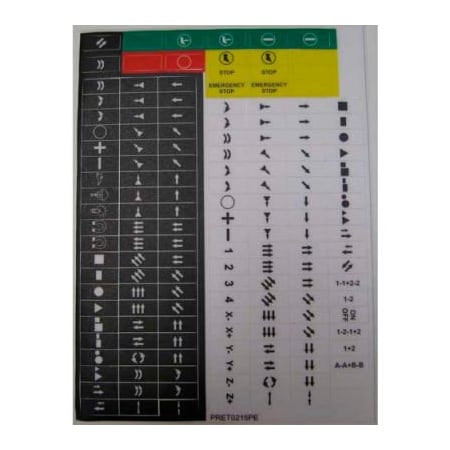 Springer Controls Co T.E.R., PRET0215PE Symbols Decal Sheet, Use w/ MIKE & VICTOR Control Pendants, 1 Sheet PRET0215PE